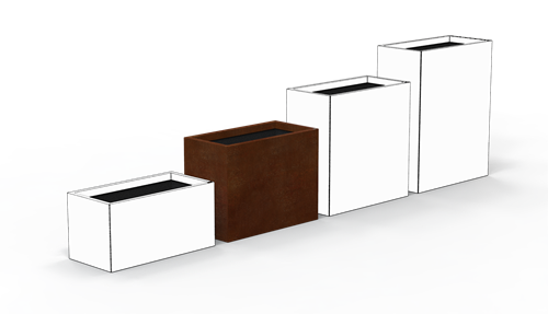 Gardenbox Corten isolerad höjd 60cm