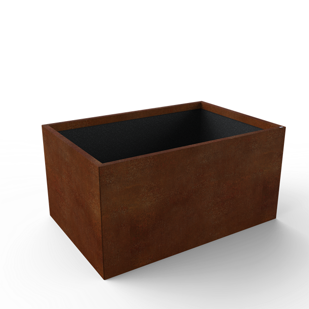 Gardenbox Corten isolerad höjd 60cm; B=120cm D=80cm